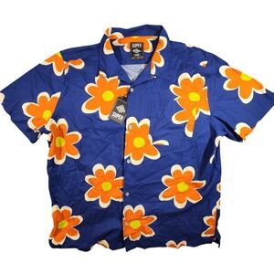Super Massive Shirt Mens XL Springy‎ SS Floral Hawaiian Button Up Retro